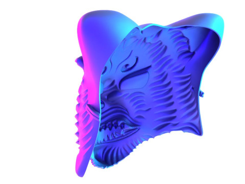 3D Printing White Japanese Kitsune Mask Crimson Fox toy 3Dモデル
