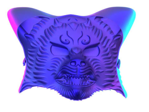 3D Printing White Japanese Kitsune Mask Crimson Fox toy 3D Model