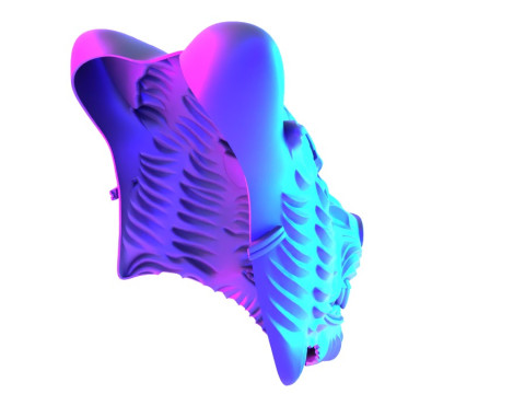 3D Printing White Japanese Kitsune Mask Crimson Fox toy 3Dモデル