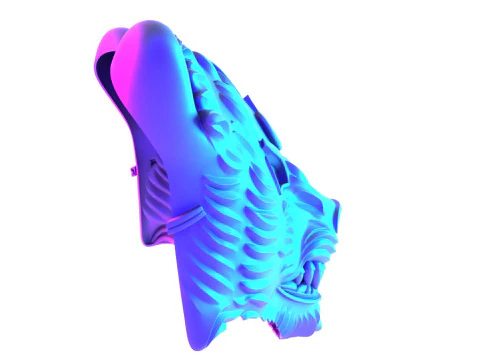 3D Printing White Japanese Kitsune Mask Crimson Fox toy 3D Model