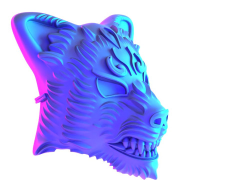 3D Printing White Japanese Kitsune Mask Crimson Fox toy 3Dモデル
