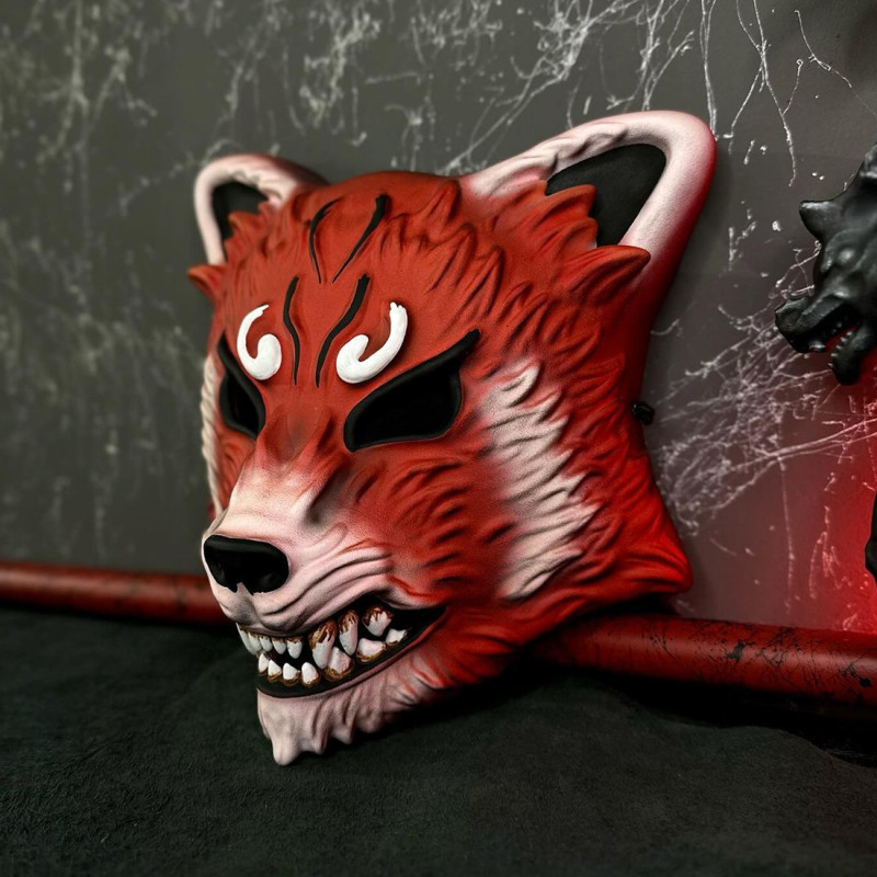 3D Printing Red Japanese Kitsune Mask Crimson Fox toy Modèle 3D .c4d .max .obj .3ds .fbx .stl .blend 