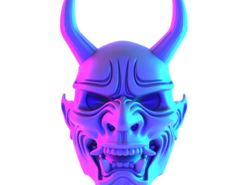 3D Printing White Oni Demon Mask toy 3D Model