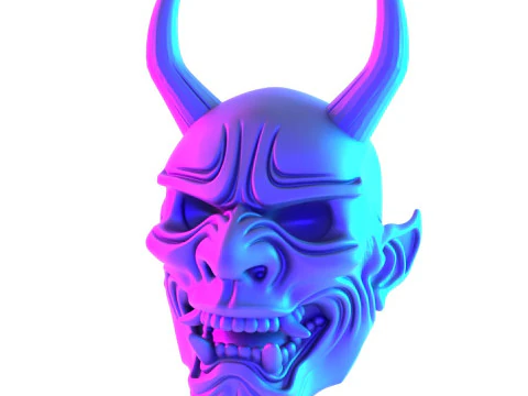 3D Printing White Oni Demon Mask toy 3D Model