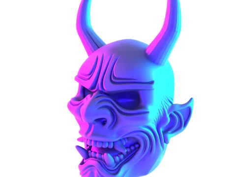 3D Printing White Oni Demon Mask toy 3D Model