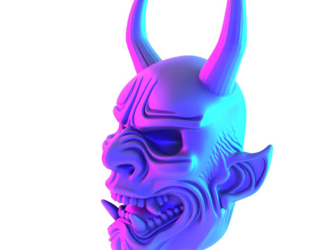 3D Printing White Oni Demon Mask toy 3D Модель