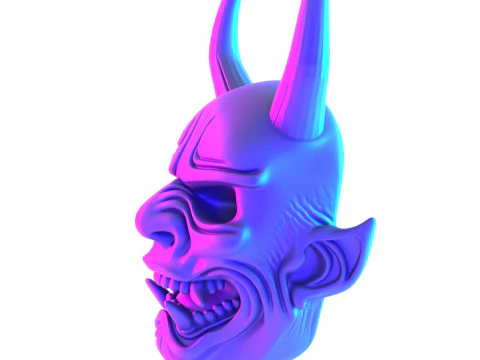 3D Printing White Oni Demon Mask toy 3D Model