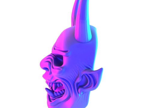 3D Printing White Oni Demon Mask toy 3D Модель