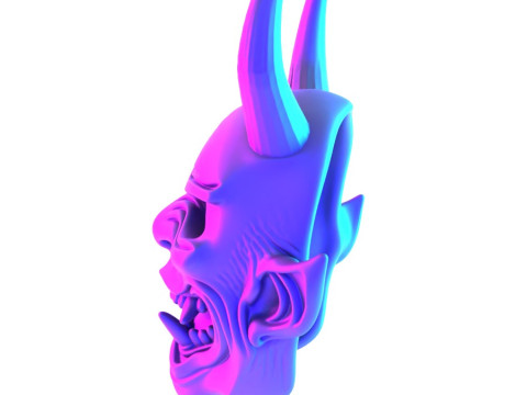 3D Printing White Oni Demon Mask toy 3D Модель