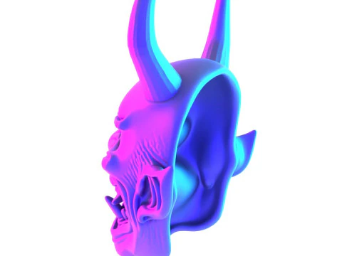 3D Printing White Oni Demon Mask toy 3D Model