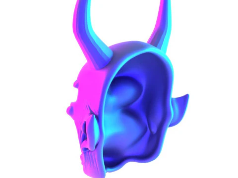 3D Printing White Oni Demon Mask toy 3D Model