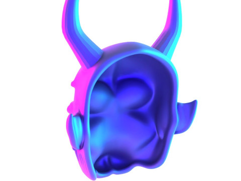 3D Printing White Oni Demon Mask toy 3D Модель
