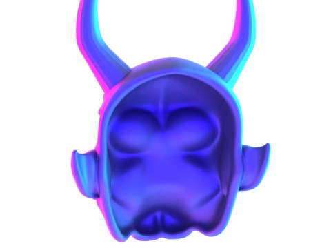 3D Printing White Oni Demon Mask toy 3D Модель