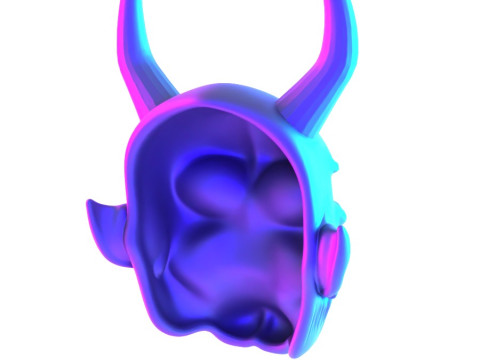 3D Printing White Oni Demon Mask toy 3D Модель