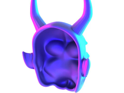 3D Printing White Oni Demon Mask toy 3D Model