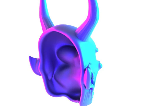 3D Printing White Oni Demon Mask toy 3D Model