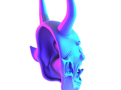 3D Printing White Oni Demon Mask toy 3D Model