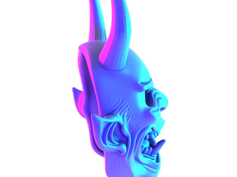 3D Printing White Oni Demon Mask toy 3D Model