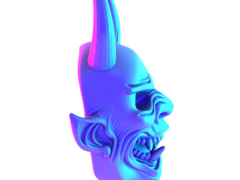 3D Printing White Oni Demon Mask toy 3D Model