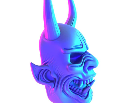 3D Printing White Oni Demon Mask toy 3D Model