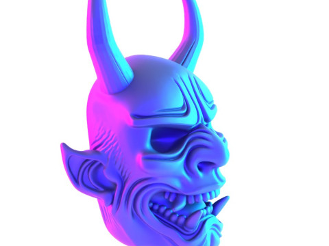 3D Printing White Oni Demon Mask toy 3D Модель