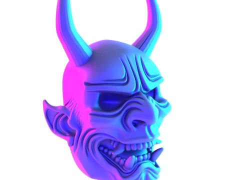 3D Printing White Oni Demon Mask toy 3D Model