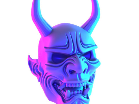3D Printing White Oni Demon Mask toy 3D Модель