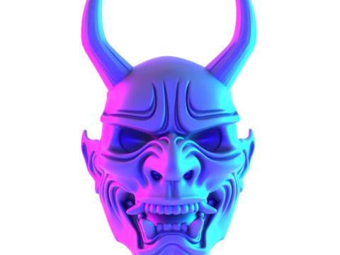 3D Printing White Oni Demon Mask toy 3D Модель