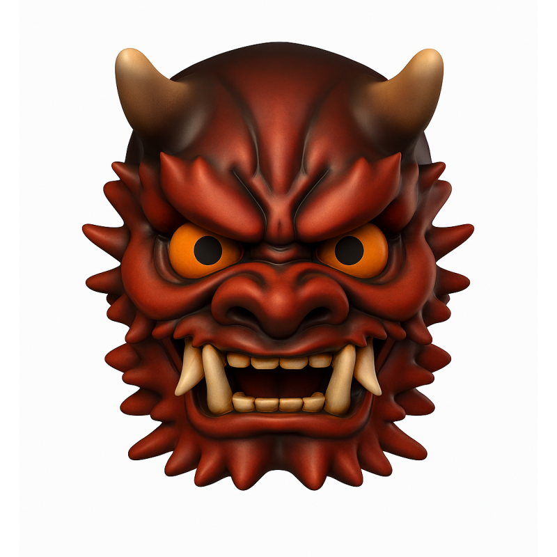 3D Printing Red Japanese Oni Mask Demon toy 3Dモデル .c4d .max .obj .3ds .fbx .stl .blend 