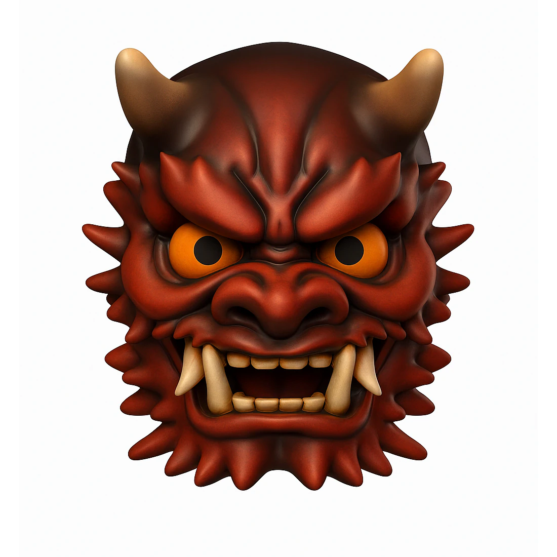 3D Printing Red Japanese Oni Mask Demon toy 3D Model .c4d .max .obj .3ds .fbx .stl .blend 