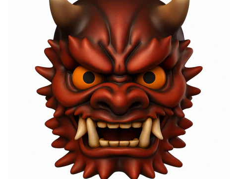 Stampa 3D Giocattolo demone rosso giapponese Oni Mask Modello 3D