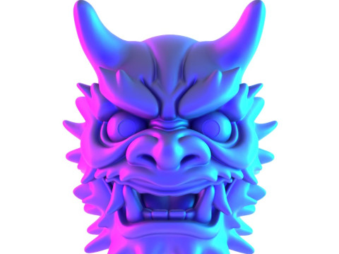 3D Printing Red Japanese Oni Mask Demon toy 3Dモデル