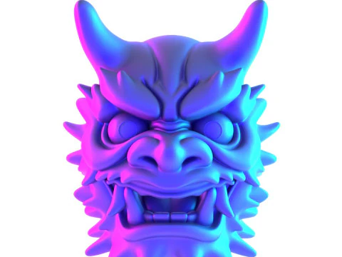 3D Printing Red Japanese Oni Mask Demon toy 3D Model