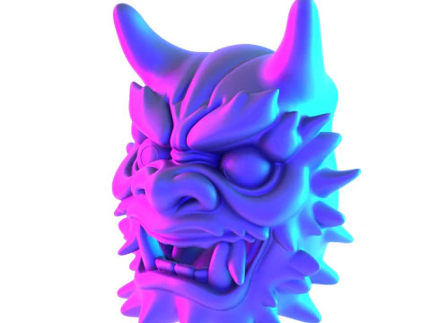 3D Printing Red Japanese Oni Mask Demon toy 3D Model