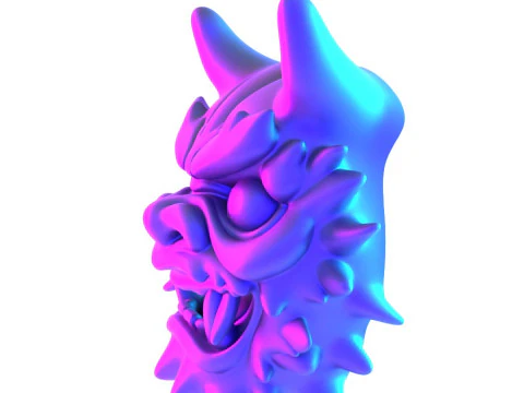 3D Printing Red Japanese Oni Mask Demon toy 3D Model