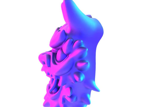 3D Printing Red Japanese Oni Mask Demon toy 3D Model