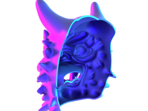 3D Printing Red Japanese Oni Mask Demon toy 3D Model