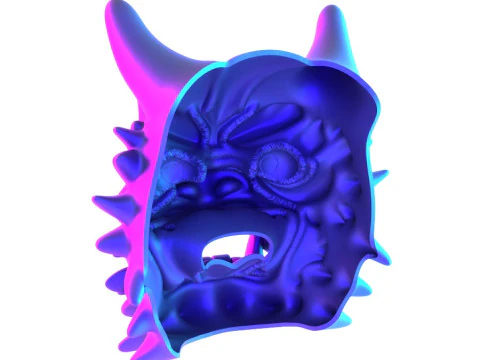 3D Printing Red Japanese Oni Mask Demon toy 3D Model