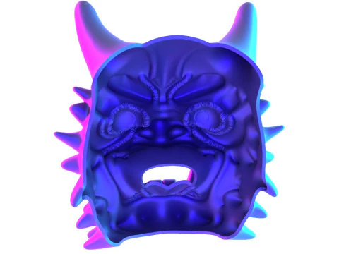 3D Printing Red Japanese Oni Mask Demon toy 3D Model