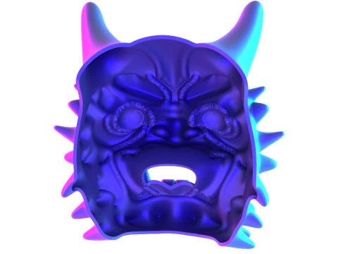 3D Printing Red Japanese Oni Mask Demon toy 3D Model