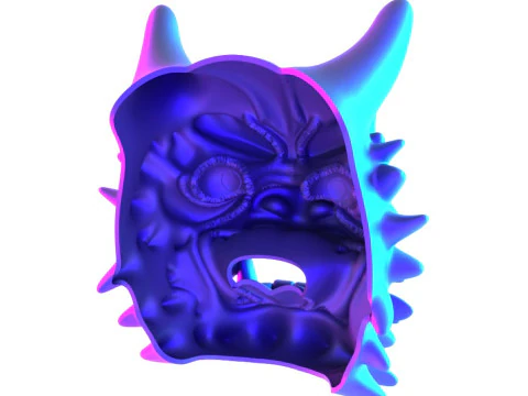 3D Printing Red Japanese Oni Mask Demon toy 3D Model