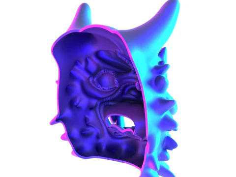 3D Printing Red Japanese Oni Mask Demon toy 3D Model