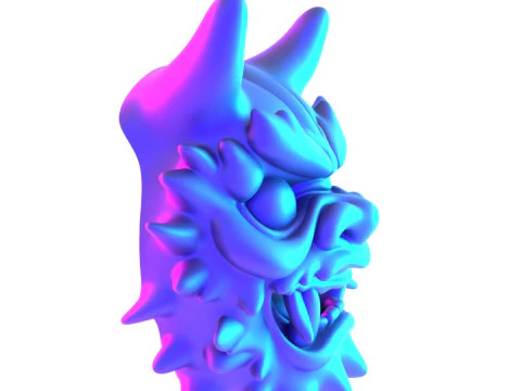 3D Printing Red Japanese Oni Mask Demon toy 3D Model
