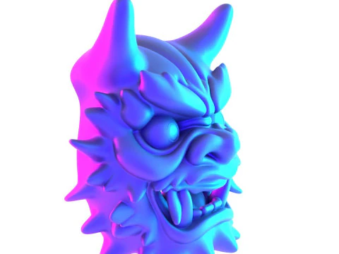 3D Printing Red Japanese Oni Mask Demon toy 3D Model