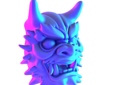 3D Printing Red Japanese Oni Mask Demon toy 3D Model