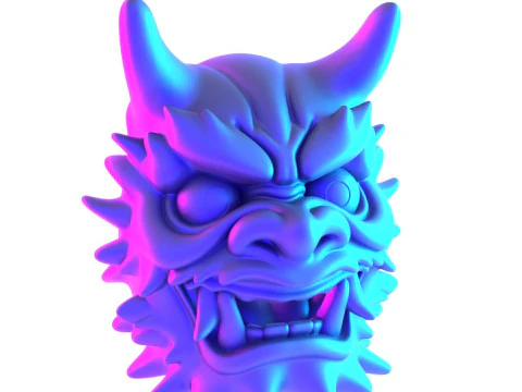 3D Printing Red Japanese Oni Mask Demon toy 3D Model