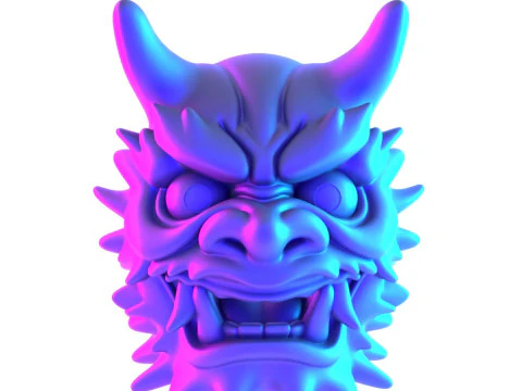 3D Printing Red Japanese Oni Mask Demon toy 3D Model