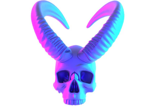 3D Printing Red Oni mask Horned Blood Skull toy 3D Model