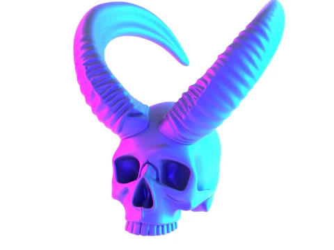 3D Printing Red Oni mask Horned Blood Skull toy 3D Model
