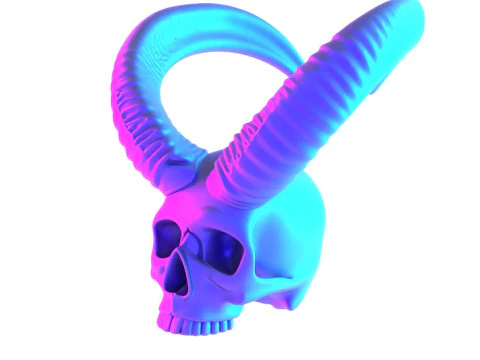 3D Printing Red Oni mask Horned Blood Skull toy 3D Model